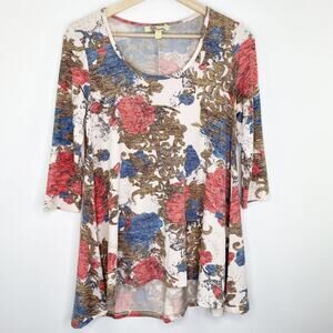 Aryeh Multi-Color Printed Long Sleeve Pullover Tunic Top Women's Size Small S